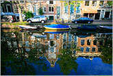 Amsterdam canal and houses photo