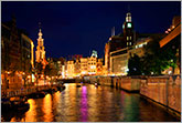 Amsterdam canal at night photo